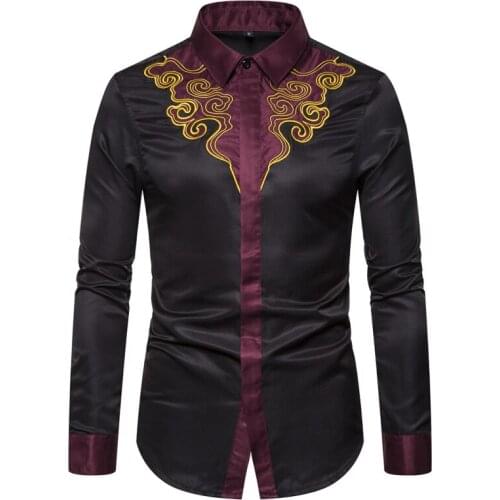 African Dashiki Print Dress Shirt Men 2018 Classic Long Sleeve African Clothes Hiphop Streetwear Shirt Male Chemise Homme DT1795