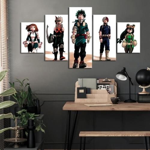 My Hero Academia 5 Panels Wall Art Anime Painting Modern Print Modular Picture For Living Room Home Decor Canvas Poster
