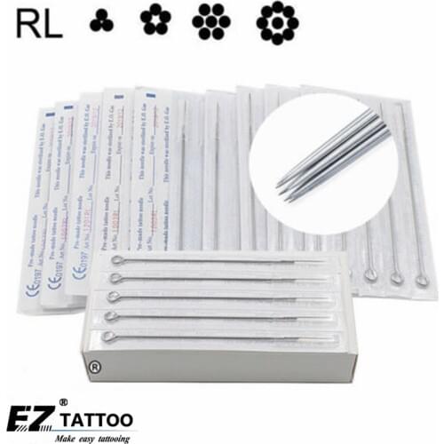 50 Pieces/Box Disposable Sterile Round Liner Tattoo Needles for Standard Tattoo Machine & Grips 1/3/5/7/9/11/13/15RL