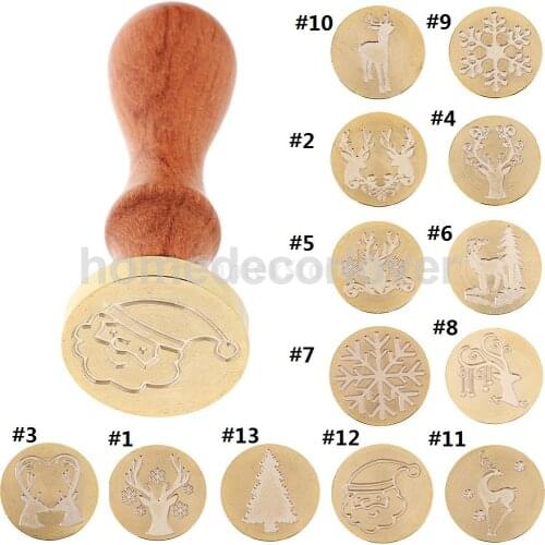 Initial Envelope Logo Seal Wax Sealing Stamp Xmas Snowflake/Santa Claus Engraved for Party Invitation