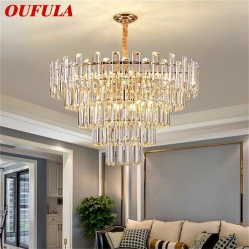 OUFULA Postmodern Chandelier Fixtures Crystal Pendant Lamp Luxury Light Home LED for Living Dining Room