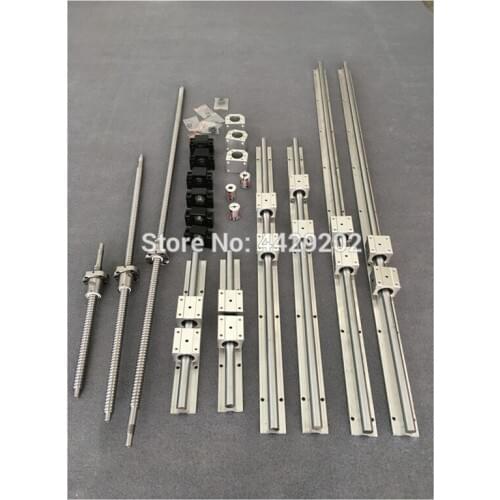 SBR20 6 sets SBR20 - 500/1500/2500mm linear guide rail + SFU1605 2005 ballscrew +nut + Coupling + Nut housing + cnc parts