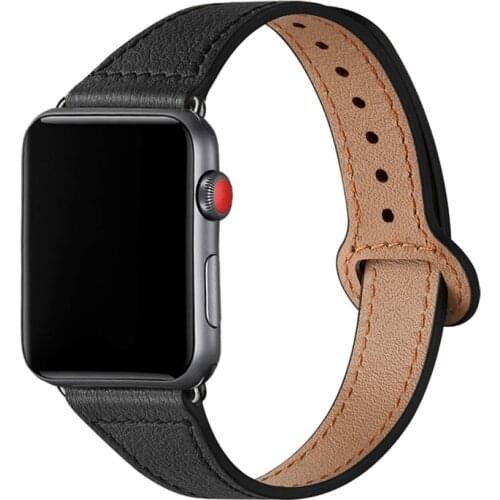 Slim Genuine Leather loop For Apple watch band 38mm 40mm 44mm 42mm iWatch strap series 5/4/3/2/1 bracelet wristbelt Accessories