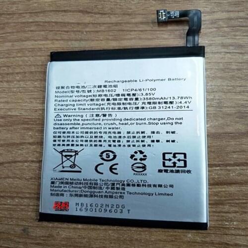 3580mAh/13.78Wh 3.8V MB1602 Replacement Battery for Meitu T8 MP1602 T8s MP1701 MP1713 phone with Repair Tools