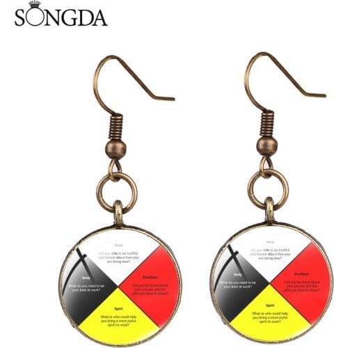The Way Tsade Earrings Metaphysical Medicine Wheel Fish Hook Dangle Dome Drop Earrings For Women 2021 Jewelry Gifts Accessories