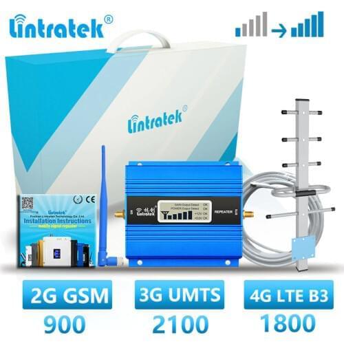 Lintratek LTE 4G Signal booster DCS B3 GSM 2G 900 Cell moible phone repeater WCDMA 2100 UMTS data cellular amplifier HSPA B1Kit