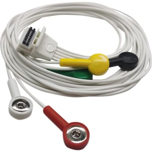 Holter Recorder ECG Patient Cable 10 Pin 5 Leads Snap 4.0 IEC Standard for Mortara H3+ Holter Recorder Telemetry Leadwire