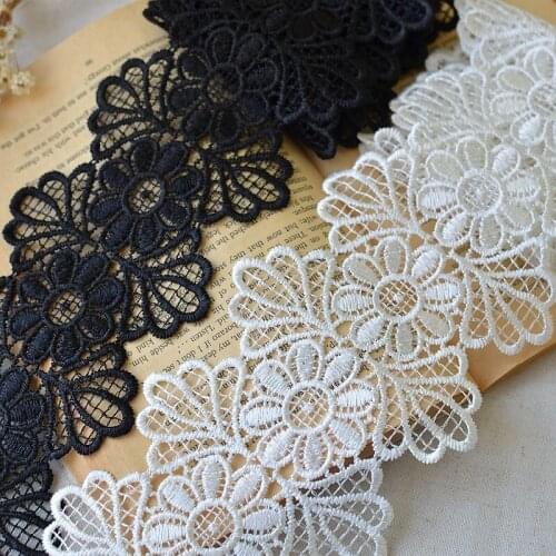 5Yards Flower Vintage Black White Lace Trim Bridal Ribbon Applique Sewing Costura Craft For Wedding DIY Accessories 2019