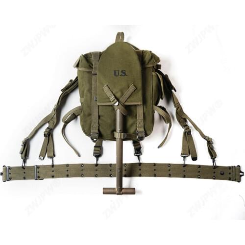 WW2 US ARMY SOLDIER KOREAN WAR PACKAGE M1945 UPPER BAG WITH T-SPADE COMBINATION armyshop2008