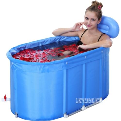 YR001 Adult Children Bathtub Bath Bucket Cotton-Padded Folding Bath Barrel Stainless Steel Bracket With Cover 120*75*70CM