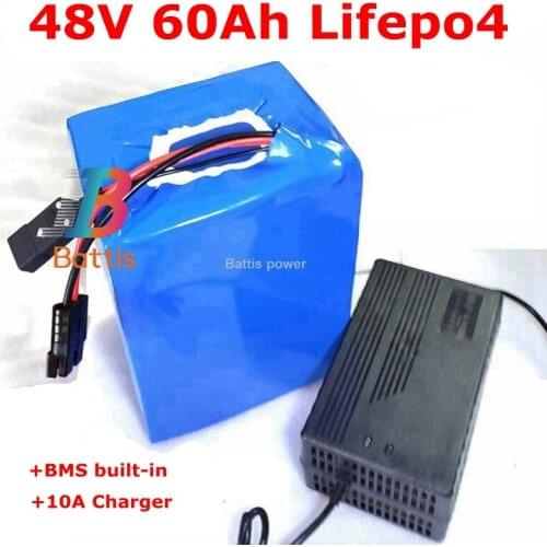 Golf Car Battery 48V 2000w 4000w LiFePO4 48V 60Ah not 12v 60ah 80ah Lithium Battery for Marine Camping Car E- Boat +10A charger