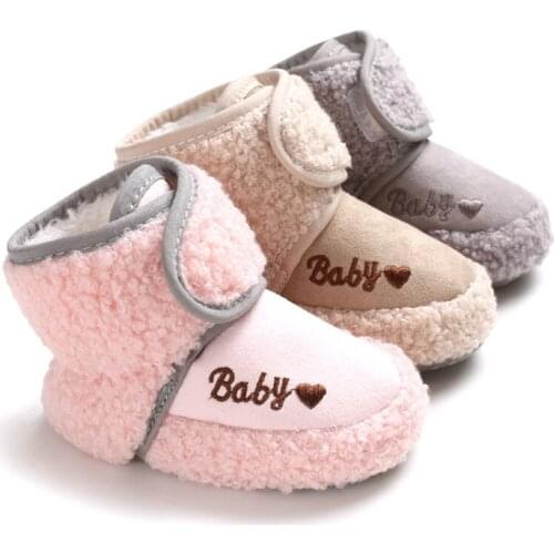 Baby Girls Boys Snow Boots Babies Winter Warm Booties Faux Fleece Anti-Slip Toddler Newborn Baby Crib Shoes