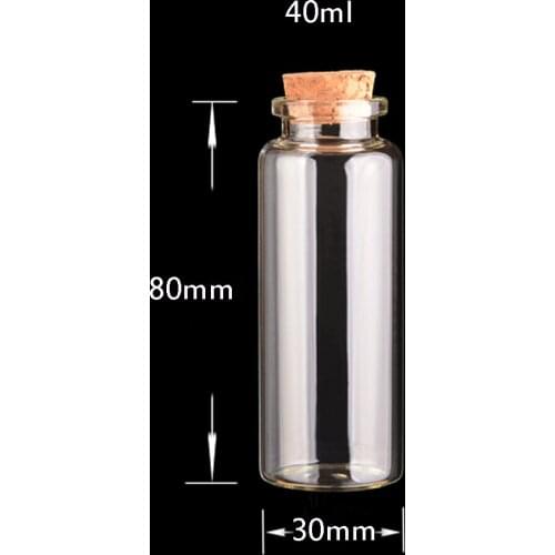 10pcs 40ml Clear Glass Bottles With Cork Stopper Drifting Wishing Bottles DIY Christmas Gifts Small Glass Containers 30*80mm