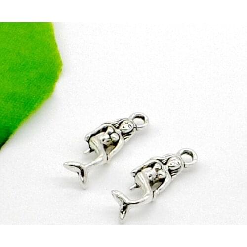 100pcs Tibetan Silver Mermaid Charms Pendant Fit Bracelet 21x7mm Free Ship