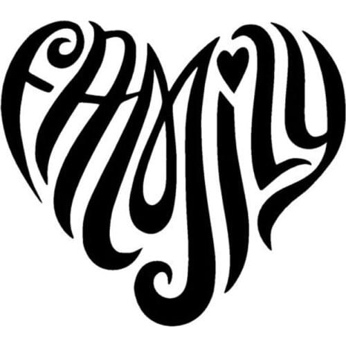 14CM*12.5CM Car Styling Character Text Family Heart Shaped Vinyl Car Stickers C5-0350