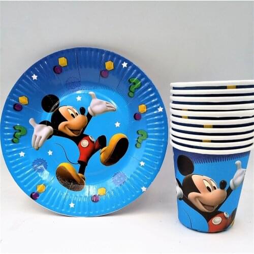 20pcs/set SELL Cartoon Mickey Mouse Theme Party Supplies Moana Plate/Cup Birthday Decoration Festival Party Supplies