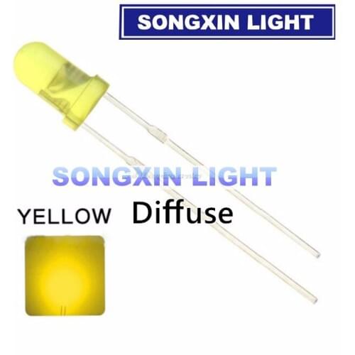 500pcs Smart Electronics F3 3MM Round Yellow Color Highlight Diffused Round DIP Light-Emitting Diode LED Lamp Light