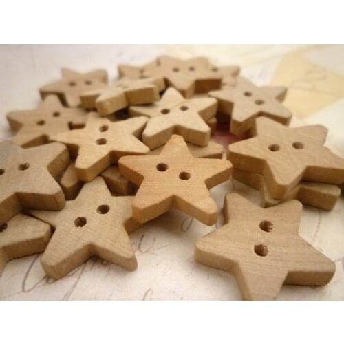 500pcs Star Wooden Buttons flowers ornament 18mm wholesale free shipping