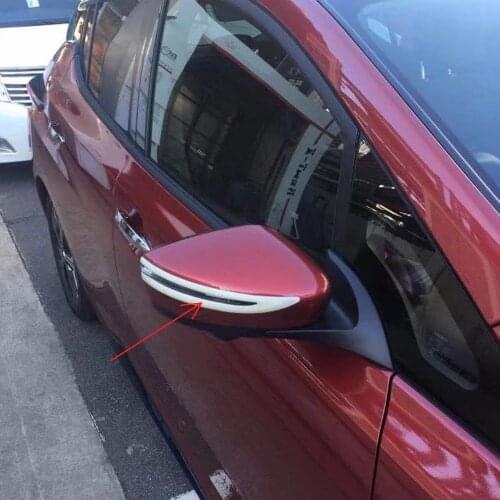 BBQ@FUKA 2pcs For Nissan Leaf 2017-2018 Chrome ABS Side Rearview Mirror Molding Strips Covers Decorative Car Styling Accessories