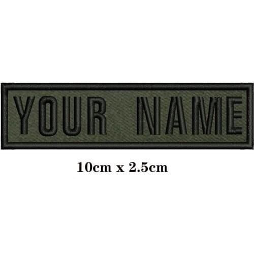 Army green background 10X2.5cm Embroidery Custom Name Text Patch Stripes badge Iron On Or Sew On Or Velcro Backing Patches