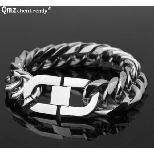 13/16/19/21mm Top Quality Stainless Steel Men Cuban Chain Bracelet Wristbands Exaggerated Big Chain Bracelets Mens Fine Jewelry
