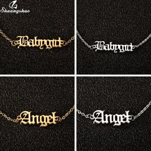 Ancient Punk Babygirl Charm Anklets for Girls Old English Letter Ankle Bracelet Stainless Steel Jewelry Angel Girlfriend Gift