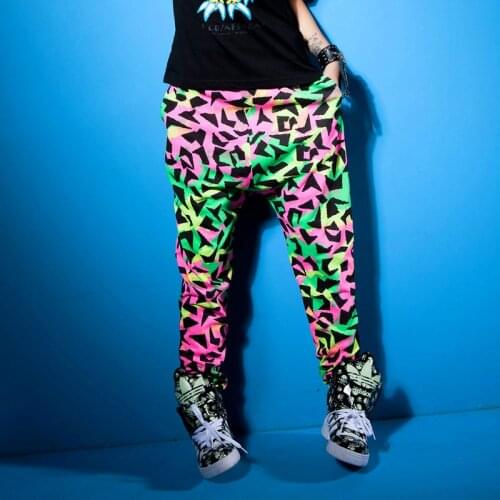 New Kids Adult thin Panelled Spliced Sweatpants Pockets Costumes print patchwork Graffiti trousers Harem Hip Hop Dance Pants