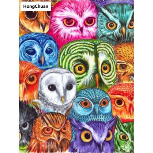 Fast delivery 5D diamond painting colorful owl DIY mural square rhinestone mosaic round embroidery home decoration gift