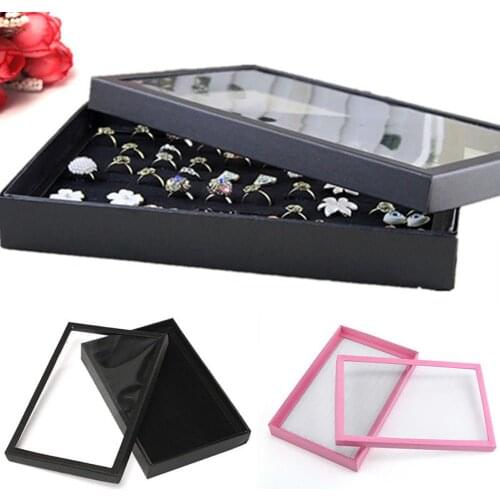 100 Slots Ring Jewelry Display Tray Show Case Organizer Box Storage Holder Luxury Jewelry Ring Display Watch Case 2020 New