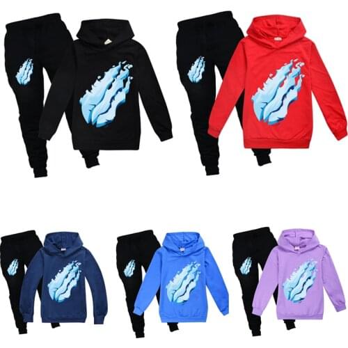 Hooded long-sleeved cartoon printed Prestonplayz childrens clothing cotton sports home leisure T-shirt spring and autumn suit