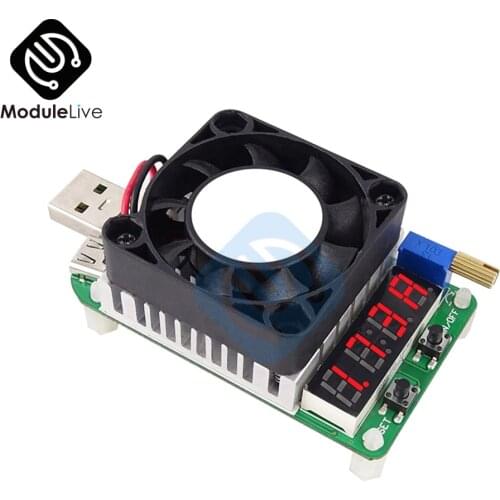 25W DC 4-25V Electronic Load Resistor USB LED Display Power Supply charger Battery Test Fan Adjustable Current Voltage Tester
