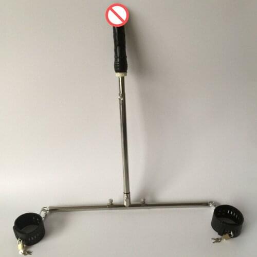 Stainless Steel Spreader Bar Lether Ankle Cuffs Open Leg Fixed Frame Dildo Sex Toys For Woman Men Bdsm Adult Bondage Games Tools