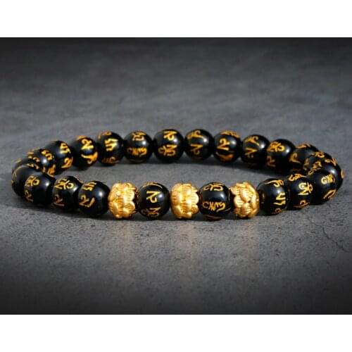 Ethnic Prayer Buddha Beaded Bracelet Gold Lotus Braclet Homme Prayer Braslet Turquoises Accessories Pulseira Masculina