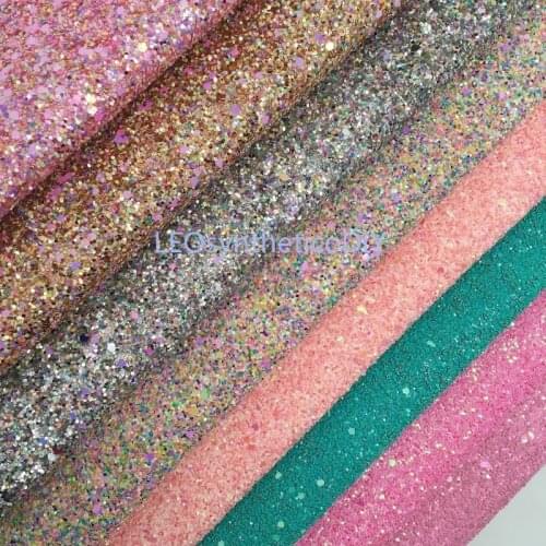 1PC 21X29CM Synthetic Letaher, Cuero Sintetico Chunky Glitter Leather For Making Bows Accessories LEOsyntheticoDIY R2019A