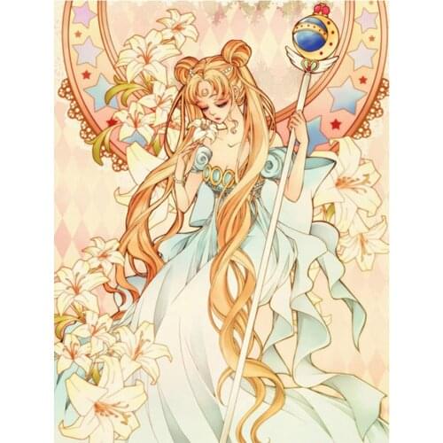 FSBCGT Cartoon Anime Sailor Moon Acrylic Oil Painting By Numbers Pictures Hand Painted For Adults Canvas Art DIY Gift Home Decor