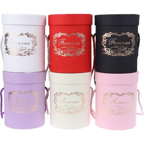 Round Flower Paper Boxes Lid Hug Bucket Florist Gift Packaging Box Gift Candy Bar Boxes Party Wedding Supply 165*120mm