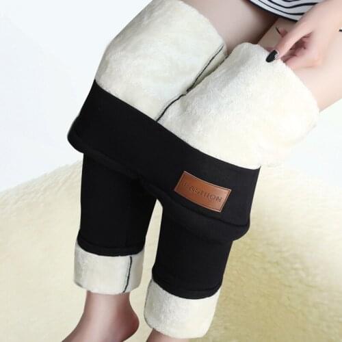 Womens Super Thick Leggings Cotton Pants Winter Plus Velvet Thick Lamb Velvet Warm Leggings High Waist Leggings