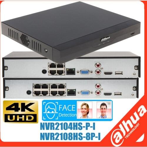 Mutil language Dahua DHI-NVR2104HS-P-I DHI-NVR2108HS-8P-I 8PoE AI face 4K H.265 NVR 12Mp resolution Network video recorder