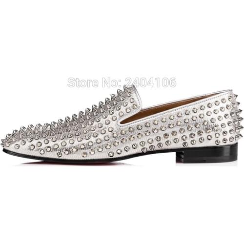 New Product Fashion Male Footwear Low-heeled Shoes Slip-On Silver Color Rivet Decorated Men Shoes Low Heel Male Casual Shoes