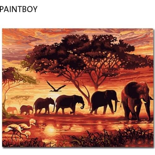 PAINTBOY Elephants DIY Painting By Numbers Painting & Calligraphy Oil Painting On Canvas Home Decor For Living Room 40*50cm