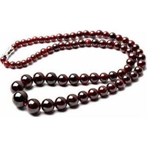 Genuine New Natural 5-12mm Garnet Round Gemstone Beads Necklace Jewelry 18"AAA