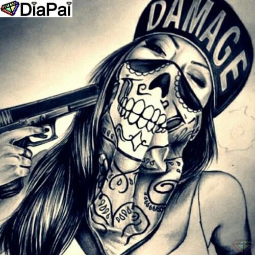 DiaPai 100% Full Square/Round Drill 5D DIY Diamond Painting "Beauty skull" Diamond Embroidery Cross Stitch 3D Home Decor A21536