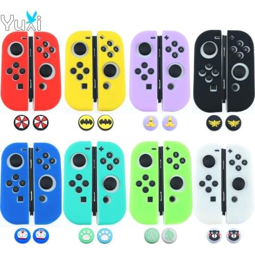 YuXi Silicone Rubber Skin Case Cover For Nintend Switch Lite NS Joy Con JoyCon Controller with Thumb Stick Grip Joystick Cap