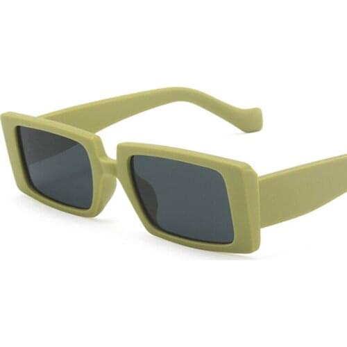 Retro Green Rectangle Sunglasses Women Ins Popular Fashion Candy Color Small Square Sun Glasses Vintage Lunette De Soleil Femme