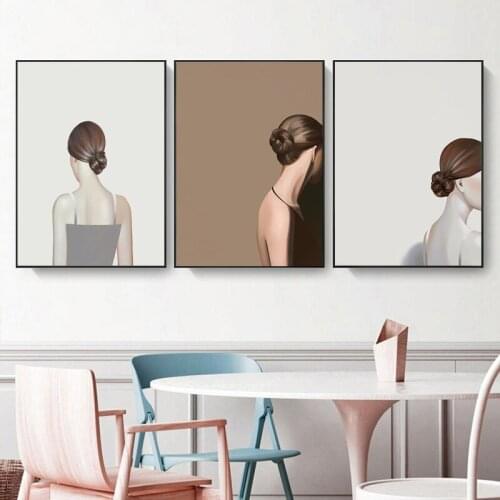 Morden Elegant Woman Back side face Canvas Paintings Poster Abstract Beautiful Wall Art Print Picture for Living Room Decoration