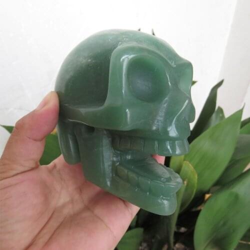 Super Realistic ! 742g Natural Green Aventurine Crystal Skull Hand Carved Smiling Skull Open Mouth Reiki Healing Fengshui Decor