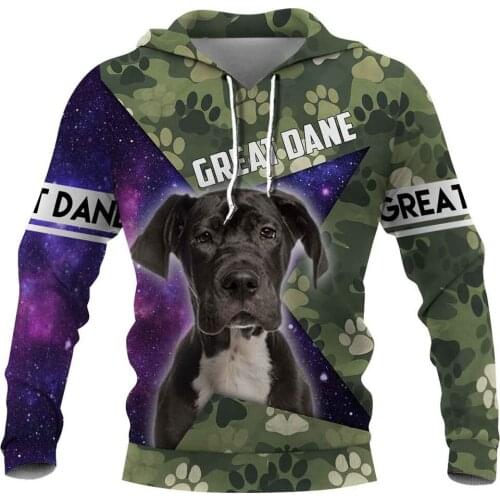 CLOOCL Great Dane Print Hoodies Starry Sky Camo Animals Men Clothing Women Casual Sweatshirts Pocket Harajuku Streetwears