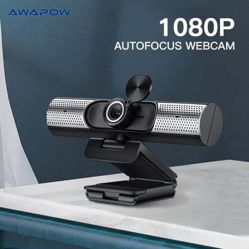 Awapow Webcam 1080P Full HD Autofocus Web Cam PC Computer USB Connection Camera With Dual Microphone Used For Video Conferencin