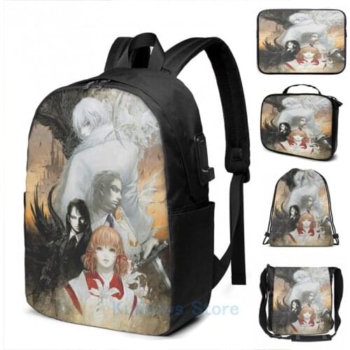 Funny Graphic print castlevania dawn of sorrow USB Charge Backpack men School bags Women bag Travel laptop bag