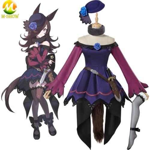 Anime Umamusume Pretty Derby Rice Shower Cosplay Costume Women Lolita Dress with Hat Full Set Halloween Uniforms for Adult
